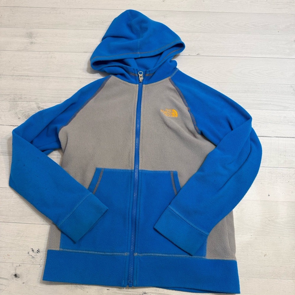 The North Face boys blue grey fleece zip up sweatshirt size medium 10/12